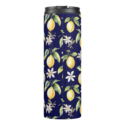Monogram Citrus Citrus Fruit Botanische Patroon Thermosbeker (Achterkant)
