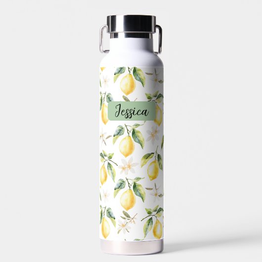 Monogram Citrus Citrus Fruit Botanische Patroon Waterfles (Voorkant)