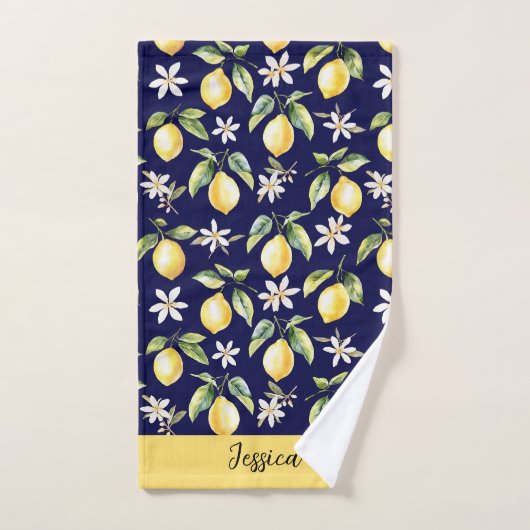 Monogram Citrus Citrusvruchten Witte Bloem Botanis Bad Handdoek (Handdoek)