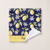 Monogram Citrus Citrusvruchten Witte Bloem Botanis Bad Handdoek (Wasdoekje)