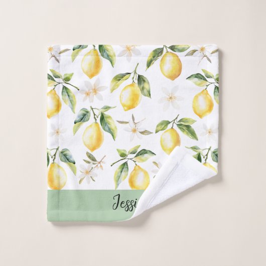 Monogram Citrus Citrusvruchten Witte Bloem Botanis Bad Handdoek (Wasdoekje)
