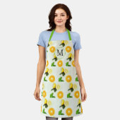 Monogram Citrus en Mint All-Over Print Keukenschor Schort (Gedragen)