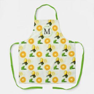 Monogram Citrus en Mint All-Over Print Keukenschor Schort