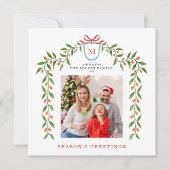 Monogram Citrus Garland Holiday foto Aankondiging (Voorkant)