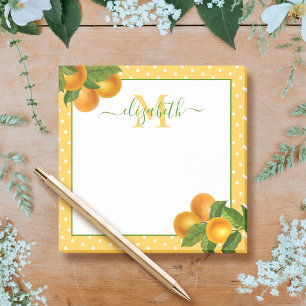 Monogram citrus sinaasappels aquarel stippen rusti post-it® notes