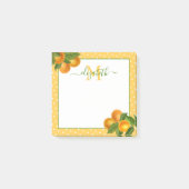 Monogram citrus sinaasappels aquarel stippen rusti post-it® notes (Voorkant)