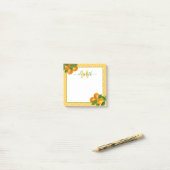 Monogram citrus sinaasappels aquarel stippen rusti post-it® notes (Op bureau)
