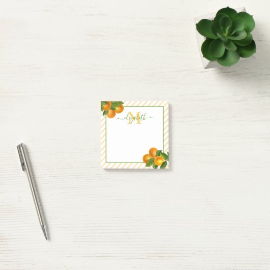 Monogram citrus sinaasappels rustieke waterverf st post-it® notes (Kantoor)