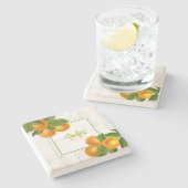 Monogram citrus sinaasappels waterverf rustiek hou stenen onderzetter (Zijkant)