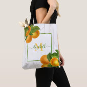 Monogram citrus sinaasappels waterverf rustiek hou tote bag (Dichtbij)