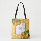 Monogram citrus sinaasappels waterverf stippen rus tote bag (Voorkant)