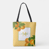 Monogram citrus sinaasappels waterverf stippen rus tote bag (Achterkant)