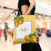 Monogram citrus sinaasappels waterverf stippen rus tote bag