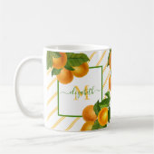 Monogram citrus sinaasappels waterverf strepen rus koffiemok (Links)