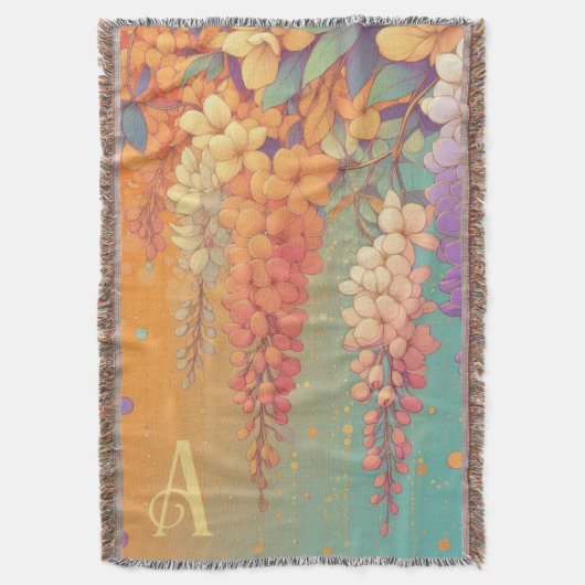 Monogram Citrus Sunset Wisteria Deken (Voorkant Verticaal)