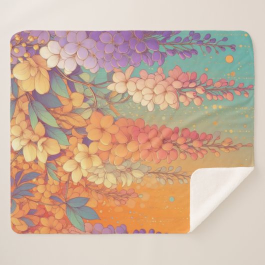 MonoGram Citrus Sunset Wisteria Sherpa Deken (Voorkant (horizontaal))