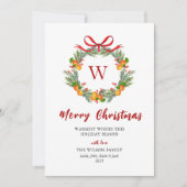 Monogram Citruskrans Niet Foto Kerstmis Feestdagenkaart (Voorkant)