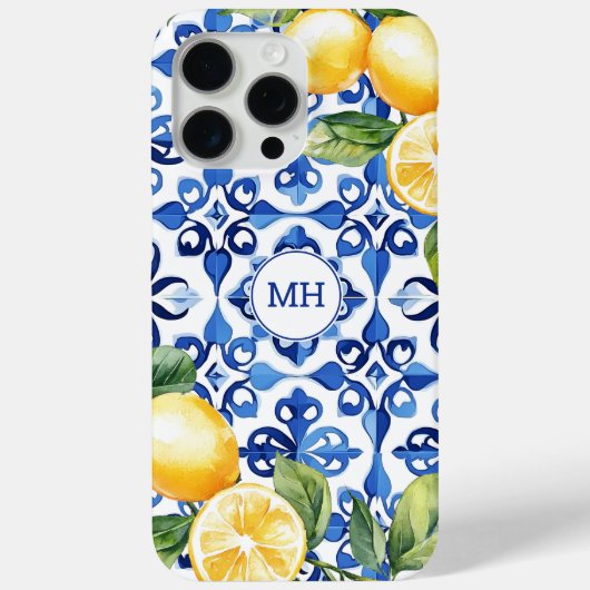 Monogram Citrusvruchten Elegant Mediterraan Case-Mate iPhone Case (Achterkant)