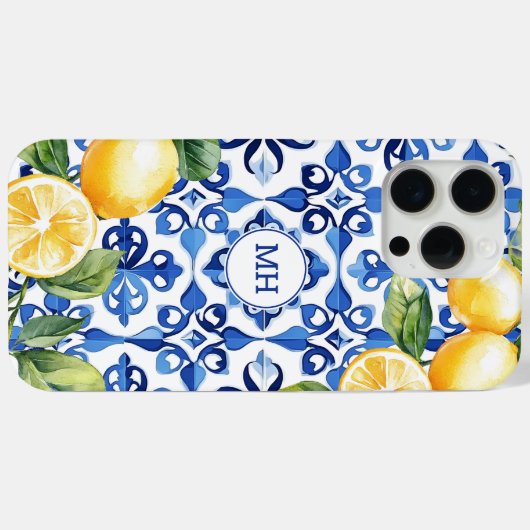 Monogram Citrusvruchten Elegant Mediterraan Case-Mate iPhone Case (Achterkant (horizontaal))