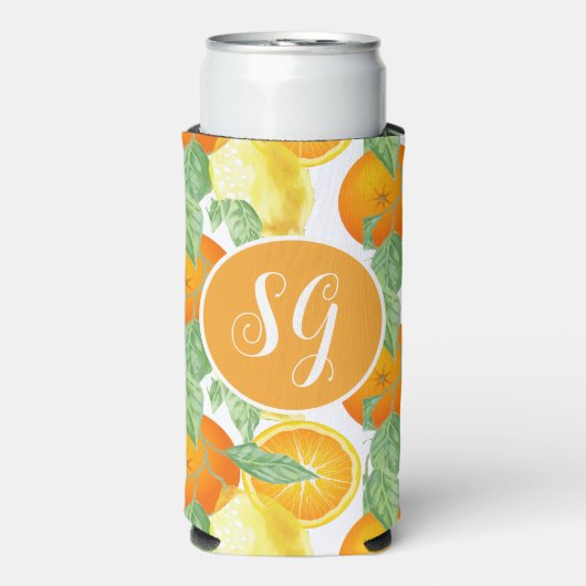 Monogram Citrusvruchten Seltzer Blikjeskoeler (Seltzer Voorkant)