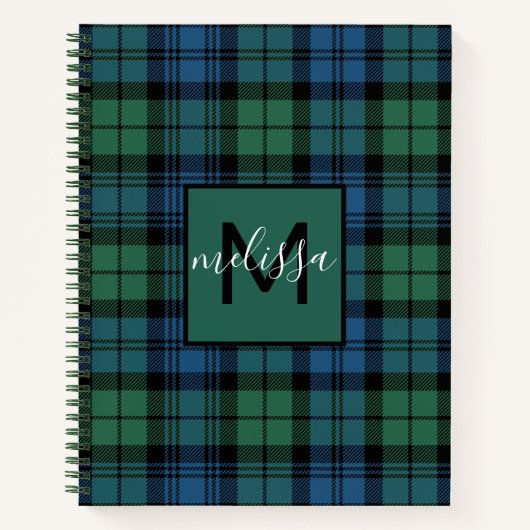 Monogram Clan Campbell Tartan Pset Voeg Jouw naam  Notitieboek (Voorkant)