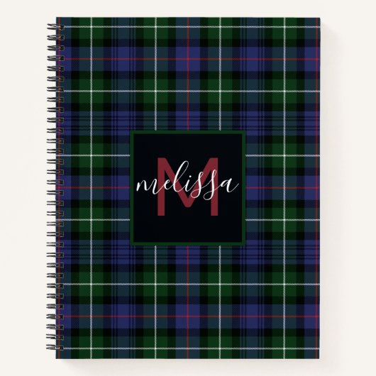 Monogram Clan MacKenzie Tartan Gepersonaliseerd Notitieboek (Voorkant)