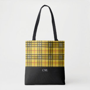 Monogram Clan MacLeod Zwart en Geel Plaid Tote Bag