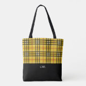 Monogram Clan MacLeod Zwart en Geel Plaid Tote Bag (Achterkant)