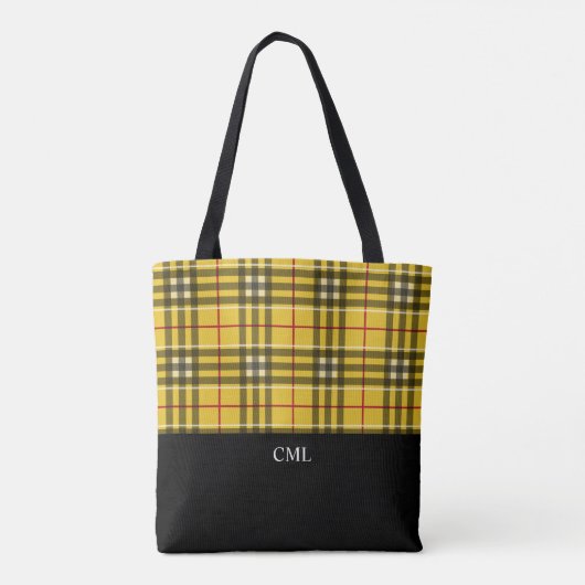 Monogram Clan MacLeod Zwart en Geel Plaid Tote Bag (Achterkant)
