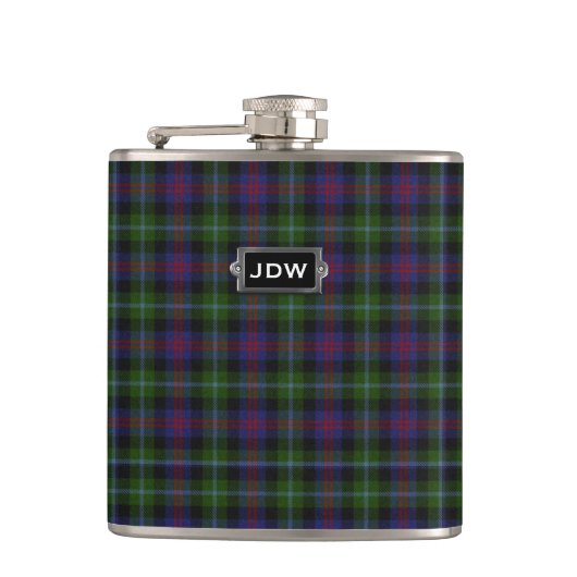 Monogram Clan Wellington Tartan Plaid Fles Heupfles (Voorkant)
