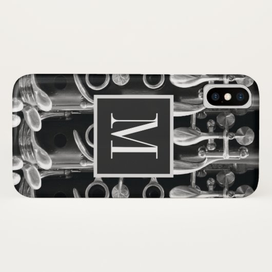 Monogram Clarinet Black en White Case-Mate iPhone Case (Achterkant (horizontaal))