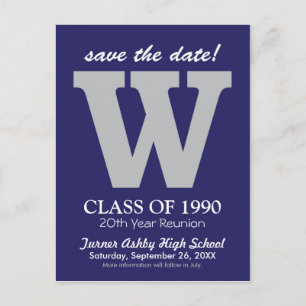 Monogram Class Reunion Save-the-Date Briefkaart