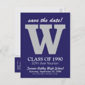Monogram Class Reunion Save-the-Date Briefkaart (Voorkant / Achterkant)