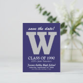 Monogram Class Reunion Save-the-Date Briefkaart (Staand voorkant)