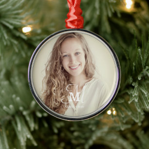 Monogram Class Year Custom Photo Afstuderen Metalen Ornament