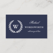 Monogram Classic Blue White QR Code Visitekaartje (Voorkant)