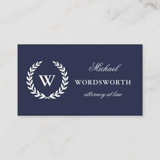 Monogram Classic Blue White QR Code Visitekaartje (Voorkant)