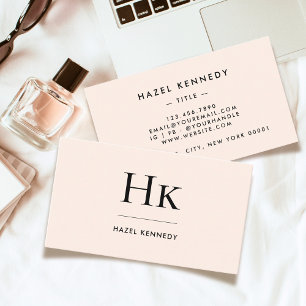 Monogram   Classic Blush Roze Goud Eenvoudig Elega Visitekaartje