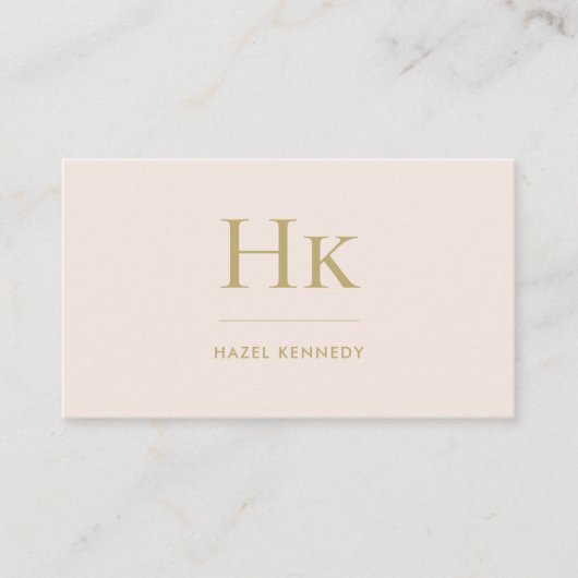Monogram | Classic Blush Roze Goud Eenvoudige Chic Visitekaartje (Voorkant)
