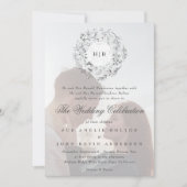 Monogram Classic Botanical Florals Wedding Kaart (Voorkant)