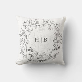 Monogram Classic Botanical Florals Wedding Kussen