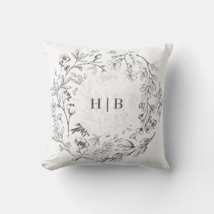 Monogram Classic Botanical Florals Wedding Kussen