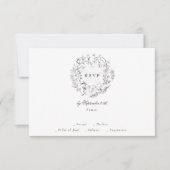 Monogram Classic Botanical Florals Wedding RSVP Kaartje (Voorkant)