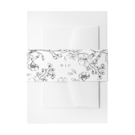 Monogram Classic Botanical Florals Wedding Uitnodigingen Wikkel