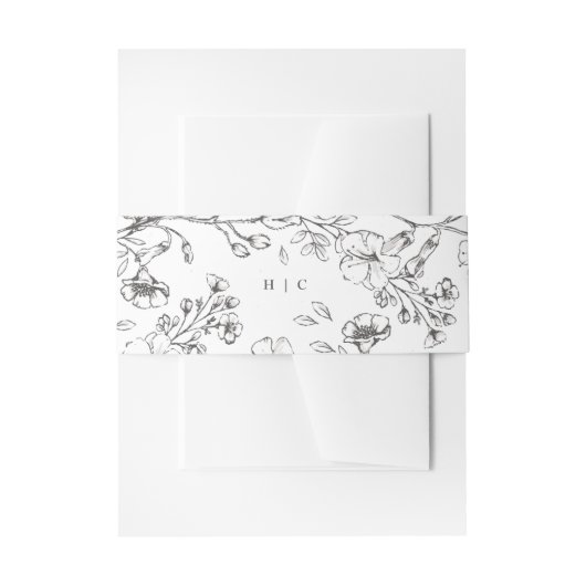 Monogram Classic Botanical Florals Wedding Uitnodigingen Wikkel (Voorkant Voorbeeld)