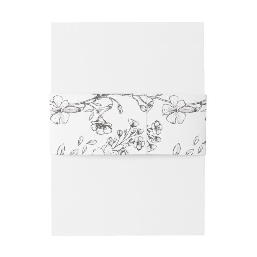 Monogram Classic Botanical Florals Wedding Uitnodigingen Wikkel (Achterkant Voorbeeld)