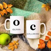 Monogram Classic Elegant 2 Initiaal Zwart Wit Koffiemok