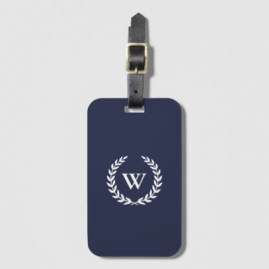 Monogram Classic Elegant Blue Bagagelabel (Voorkant (verticaal))