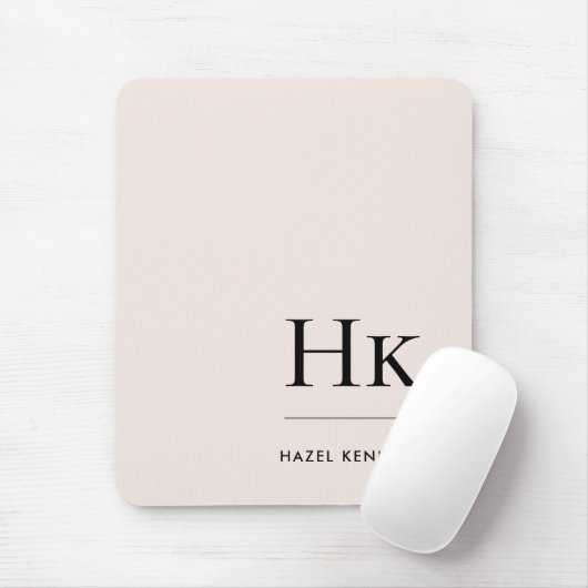 Monogram Classic Elegant Blush Roze Initialen Muismat (Met muis)