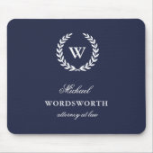 Monogram Classic Elegant Business Blue Mousepad Muismat (Voorkant)